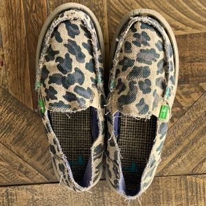 Lightly worn leopard Sanuks. I love them but I bought the wrong size!